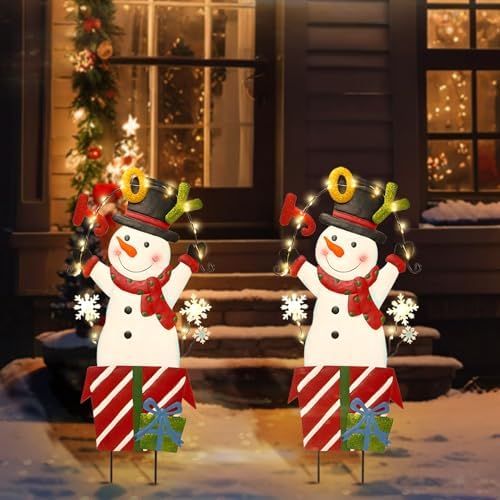 BRIGHTDECK Christmas Santa Claus Yard Sign Stake Lights Outdoor Decorations