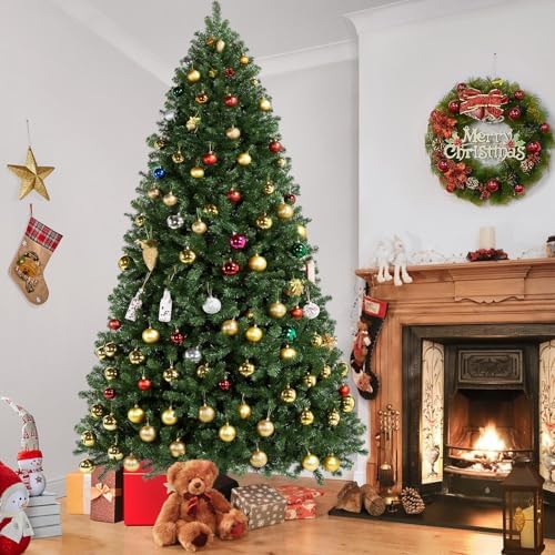 Yaheetech 9ft Pre-lit Christmas Tree with 850 Warm White Lights, Green