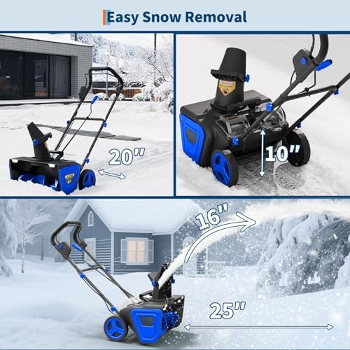 Cordless Snow Blower, Electric Self-Propelled Battery Snow Blower with 2X 20v Battery, Clears 20" Wide, 12" Deep Snow, 180° Rotating Chute, LED Lights for Winter Storm for Sidewalk and Driveways, Blue