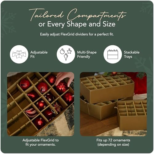 Covermates Adjustable Ornament Storage Bag, 19.25" W x 13" D x 18.5" H, Red