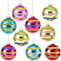 Soulchen 9 Pcs Vintage Glass Christmas Ornaments 3.15 Inch Multicolor