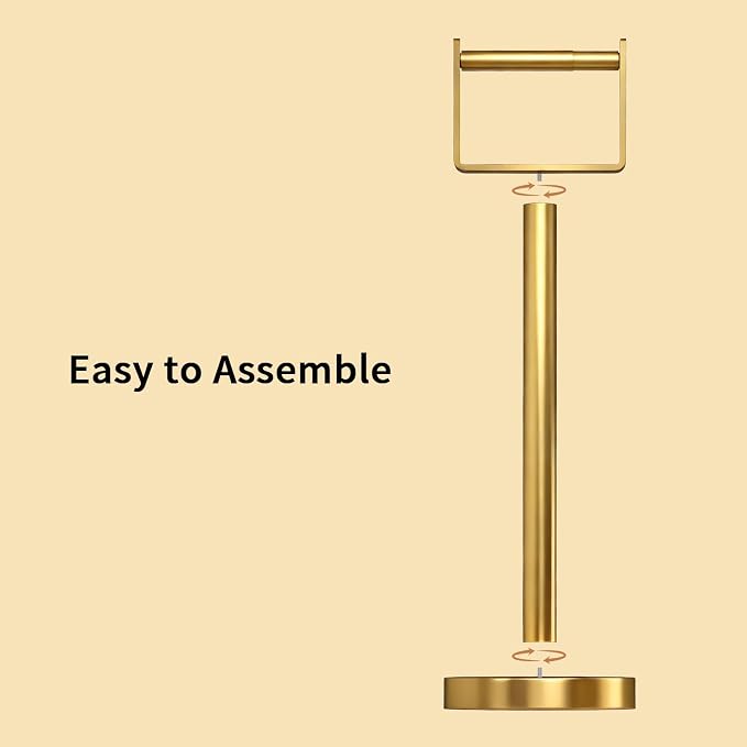 YUMORE Toilet Paper Holder Free Standing, Stainless Steel Toilet Paper Stand, Weighted Base Floor Tissue Roll Holder for Bathroom,Gold 200UP