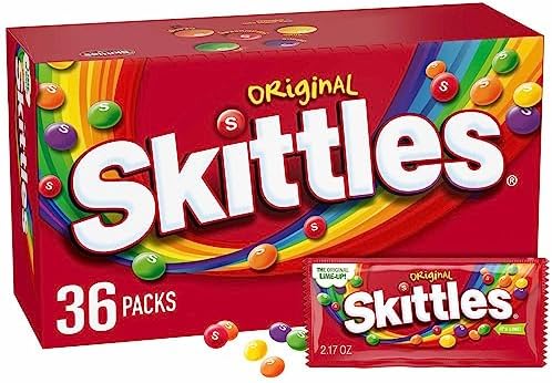 SKITTLES Original Chewy Candy, Full Size Bulk Candy, 2.17oz, Pack of 36