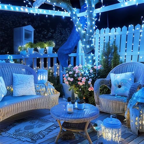 JMEXSUSS168ft 600 Blue LED Christmas Lights Outdoor Waterproof with Remote