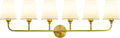 Bathroom Vanity Light, Brushed Gold Bathroom Light Fixtures, 6-Light Lighting Fixtures Over Mirror, Modern Wall Sconce with Flared White Fabric Shade, E26 Socket(ETL Listed)