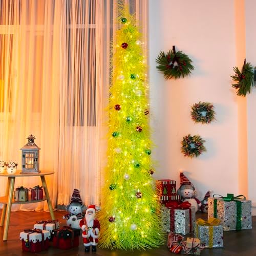 Christmas Tree 6FT Artificial Xmas Decor Pop Up with Decoration Fruit Green