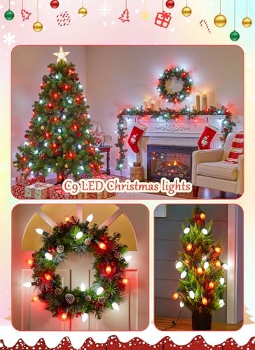 Vintage Christmas Lights Outdoor, 100Ft C9 String Lights with 100 LED Bulbs