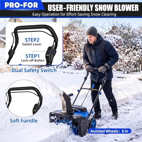 40V Brushless Cordless Snow Blower, 20-Inch, 2 x 4.0Ah Batteries