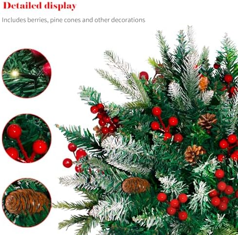 Lighted Christmas Urn Filler, 2 Pack 24 Inch Warm White LED Planter Decor