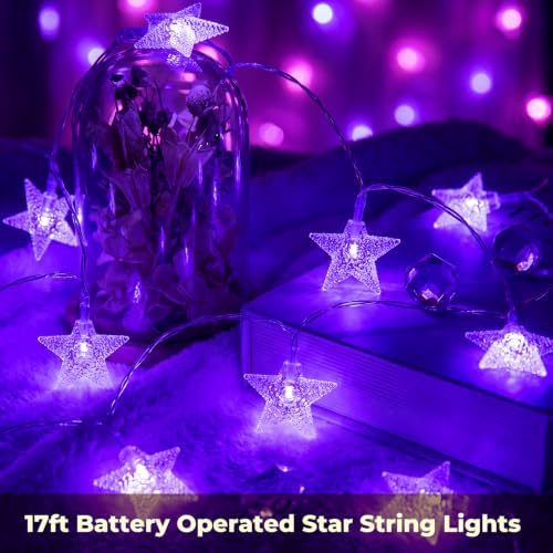 Minetom 50 LED Star String Lights, 17ft Battery Operated Fairy Lights