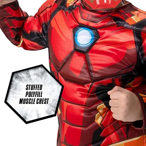 Marvel Iron Man Official Youth Halloween Costume - Premium Quality Padded Jumpsuit with Plastic Mask