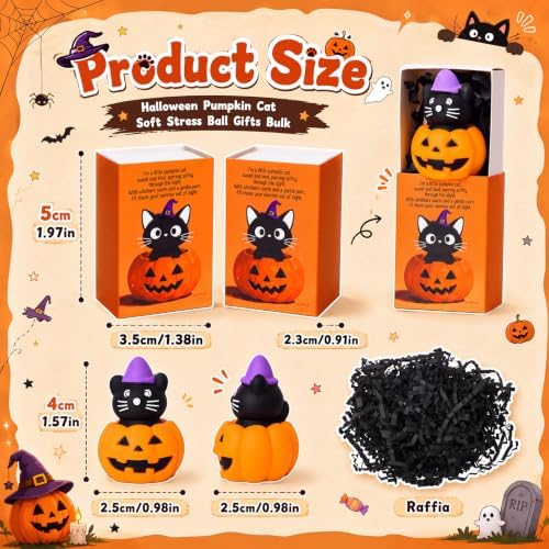 24 Sets Halloween Party Favors Cat in Pumpkin Toys Novetly Bag Stuffers