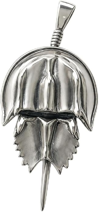 Wildthings Horseshoe Crab 925 Sterling Silver Pendant | Movable Tail, Polished & Oxidized Finish, 2.54 x 1.27 cm, WTS Stamped, Made in Thailand