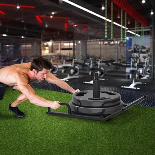 Dolibest Weight Sled, Fitness Sled, Workout Sled for Fitness Strength Training and Speed Improvement, Push-Pull Prowler Training, Suitable for 1-2" Weight Plates, Black