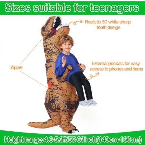 WQWOVRVO Inflatable Dinosaur Costume for Kids/Teens,Funny Halloween Blow up Costumes for Boys Girls,Cosplay Party