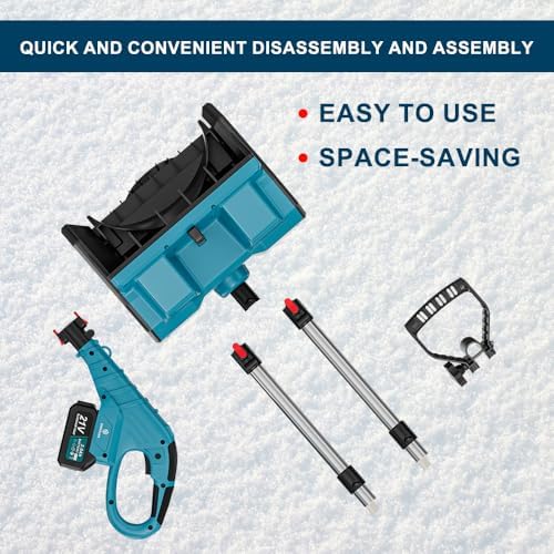 21V Cordless Snow Shovel Set, 13" Electric Snow Blower, 2 * 21V Li-Ion Battery Packs with Adjustable Handle and Safety Switch for Driveways, Patios and Sidewalks.