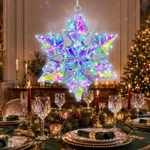 Nuanchu 4 Pcs 18" LED Christmas Snowflake Lights Decor, Laser