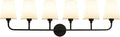 Bathroom Vanity Light, Matte Black Bathroom Light Fixtures, 6-Light Lighting Fixtures Over Mirror, Modern Wall Sconce with Flared White Fabric Shade, E26 Socket(ETL Listed)
