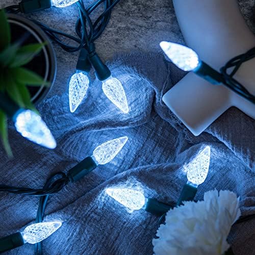 YULETIME 140 Cool White C6 Christmas Lights, 2-Set 36 ft 70ct One-Piece LED