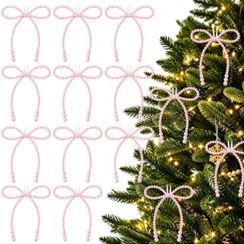 DIYDEC 18PCS Large Christmas Pearl Bow Ornament 7in Tree Topper Decor