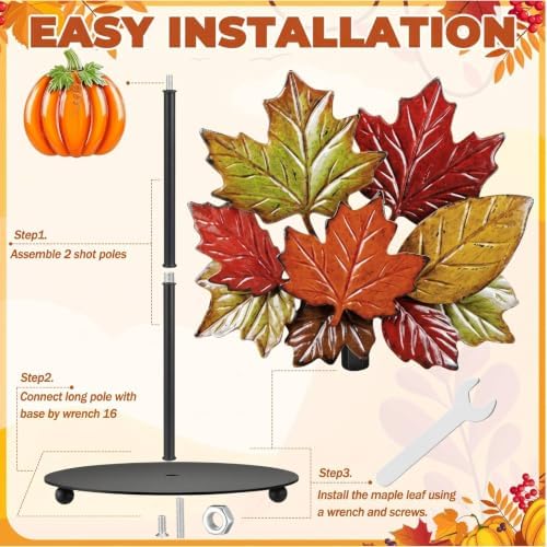 Fall Pumpkin Paper Towel Holder, Metal Maple Leaves Kitchen Stand