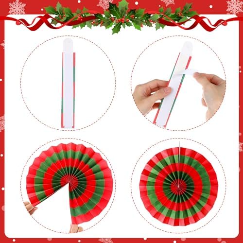 Outus 27 Pcs Peppermint Paper Fans Christmas Decor Fresh