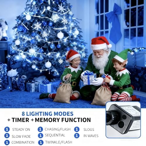 MZD8391 105FT 300LED Christmas Light, Christmas Tree Light, Blue White