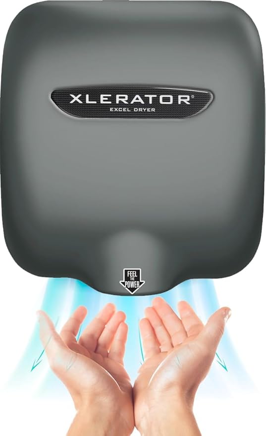 XLERATOR XL-SP Automatic High Speed Hand Dryer with Gray Cover and 1.1 Noise Reduction Nozzle, 12.5 A, 110/120 V (Gray)