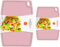 Thick Silicone Cutting Boards for Kitchen Silicone Chopping Boards/Mats Set of 2 Extra Large14.6''x10.43'', Mini 9.1”x7.1” Non-slip Deep Drip Juice Groove, Dishwasher Safe-Soft Pink