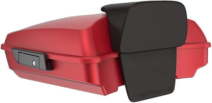 Advanblack Road Glide Tour Trunk Pack Wicked Red Denim Razor Tour Trunk Pack Backrest Pad for '97-'25 Harley Touring Road King Street Glide Electra Glide CVO models