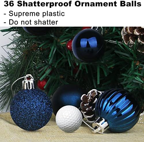 Navy Blue 2.5" Christmas Balls Christmas Tree Decoration Ornaments Shatterproof Hanging Balls for Birthday Halloween Holiday Wedding Decorations Set of 36pcs