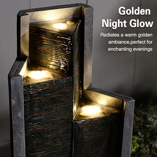 Sunlinua 50H Modern Outdoor Water Fountain with LED Light
