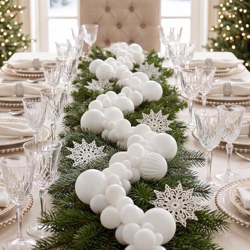 9.2 ft Christmas Ball Garland, White