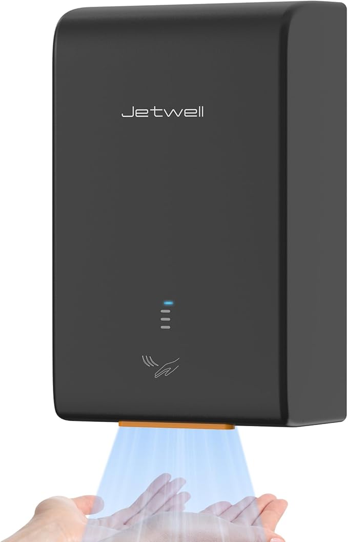 JETWELL ADA Compliant Hand Dryer, ABS Plastic Cover Hard Wired Design, AC 110V-130V JW2825 (Black)
