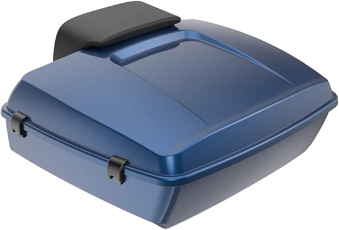 Advanblack Road Glide Tour Trunk Pack Dark Blue Pearl Chopped Tour Trunk Pack Backrest Pad for '97-'25 Harley Touring Road King Street Glide Electra Glide CVO models