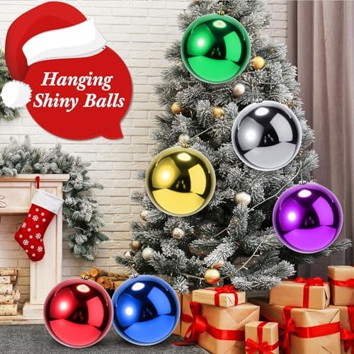 Zubebe 6 Pcs 8 Inch Large Outdoor Christmas Ball Ornaments,Multicolor