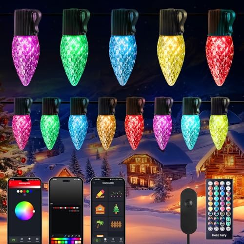 Christmas Lights Outdoor, 150 LED RGB C9 String Lights, Smart APP & Remote