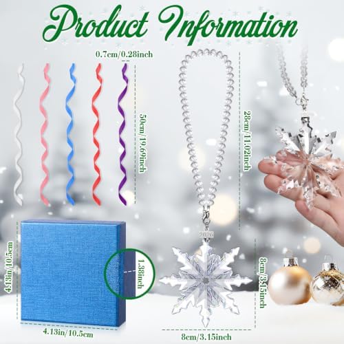 Roowest 10 Sets Christmas Crystal Snowflake Ornaments Glass, Charming Style