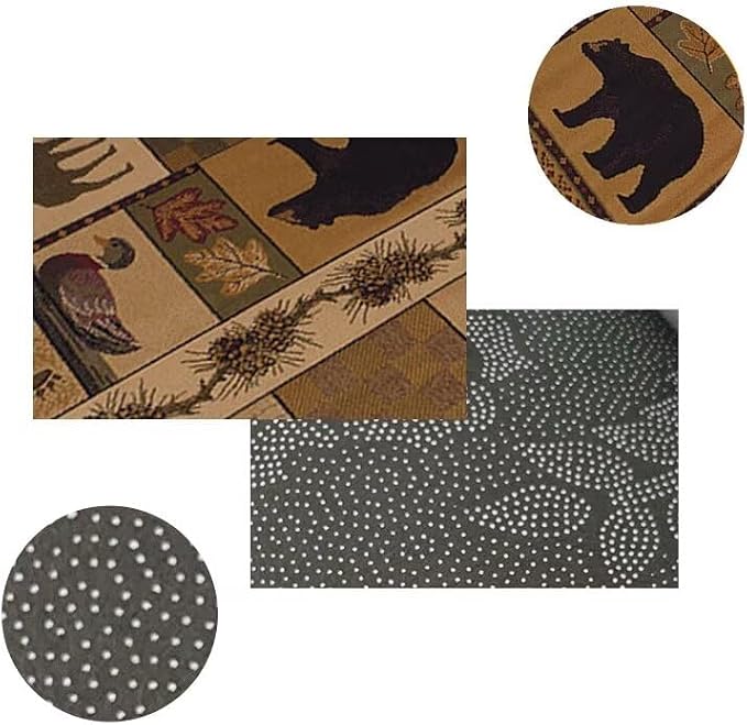 Vintage Lodge Cabin Bear Rugs 2ftx3ft Western Wildlife Print Area Rug for Bathroom Entryway Non-Slip Elk Deerlet Bear Print Carpet Indoor Floor Pad