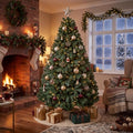 4.5FT Artificial Christmas Tree with 350 Branch Tips, Hinged Spruce Design & Metal Foldable Base, Easy Assembly Holiday Decoration for Home, Green