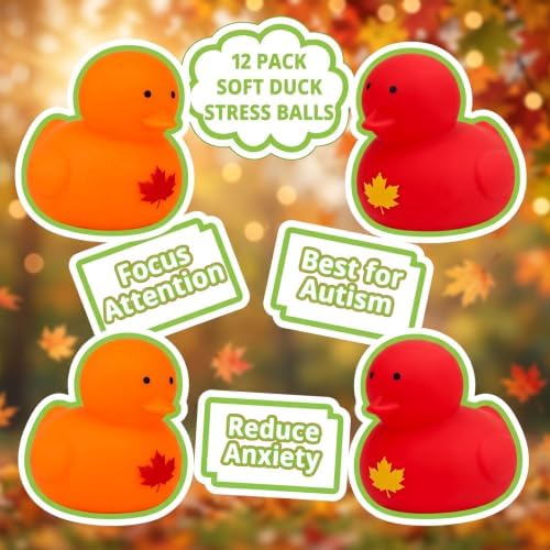 Meooeck 12 Pcs Fall Duck Fidgets Balls for Adult, Fall Party Favors