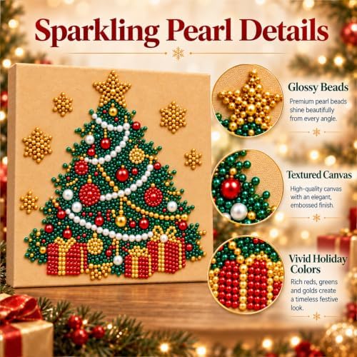 Diamond and Pearl Art Kits for Adults, Christmas Decorations, Framed Decor