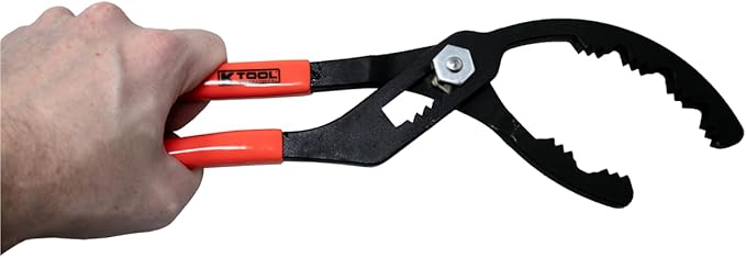K Tool International 73620 Self Adjusting Filter Tool, Spring Action Design, Heavy Duty Forged Handles, Textured Grip, Made in USA, Automotive Service for Oil Filters