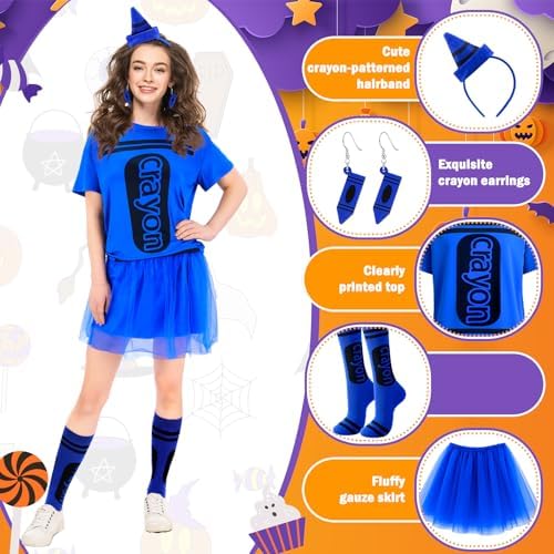 7 Pcs Crayon Costume Set for Adults Women