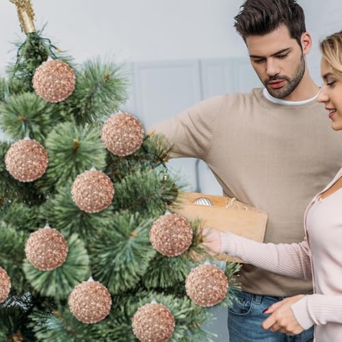 Lyrow 24 Pcs 3.15" Christmas Ball, Rose Gold