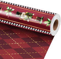 LaRibbons Nutcracker Christmas Wrapping Paper, Red Gold Foil Argyle Plaid
