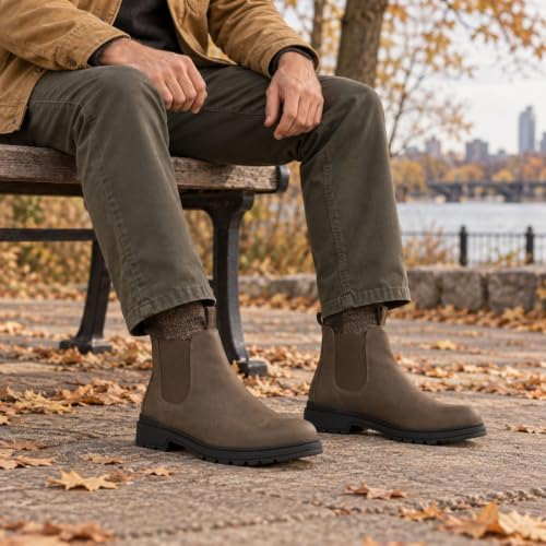 Cestfini Chelsea Boots Men Slip-On Western Hiking Boots