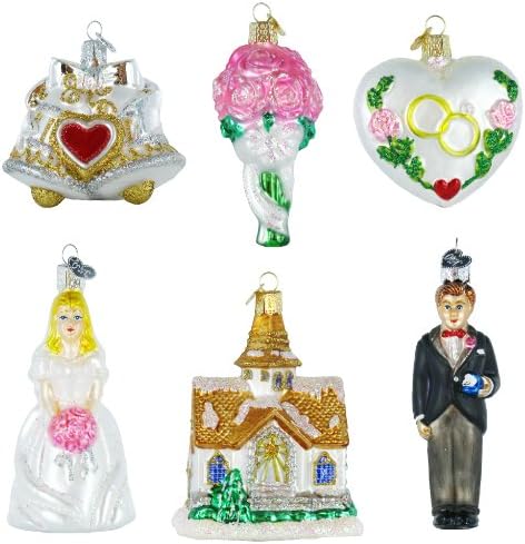 Wedding Collection, Set of 6 Glass Ornament