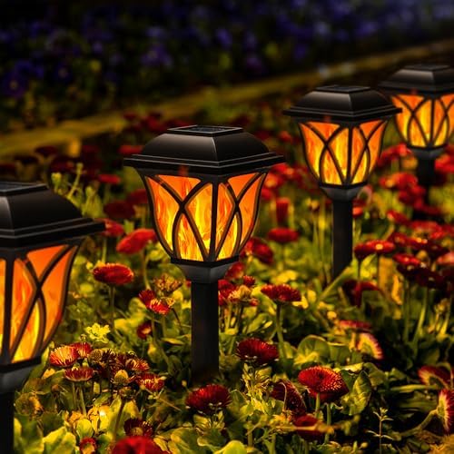 GIGALUMI Solar Lights Outdoor Waterproof, 8 Pack Flickering Flame LED Light