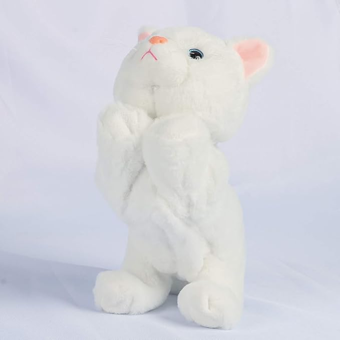 Smalody Interactive Plush Toys, Novelty Sound Control Electronic Cat Electronic Pets Robot Cat Gift for Children (White)